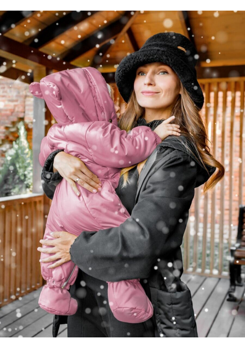 Комбинезон-трансформер зимний меховой AMAROBABY Snowy Travel, розовый